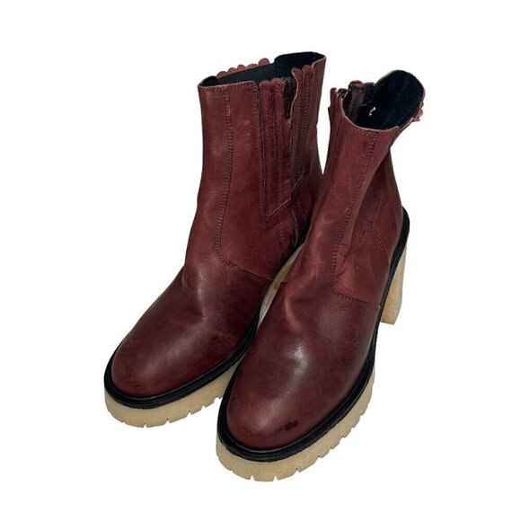 FREE PEOPLE James Cheslea Boots Cherry Chocolate leather size 39.5/8.5 New - Picture 5 of 8